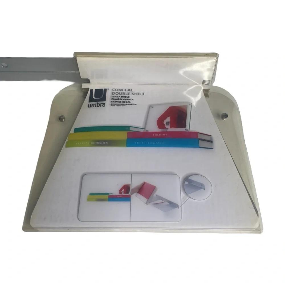 NEW Umbra Conceal Floating Double Book Shelf SEALED Wall Mount Invisible 2 Stack